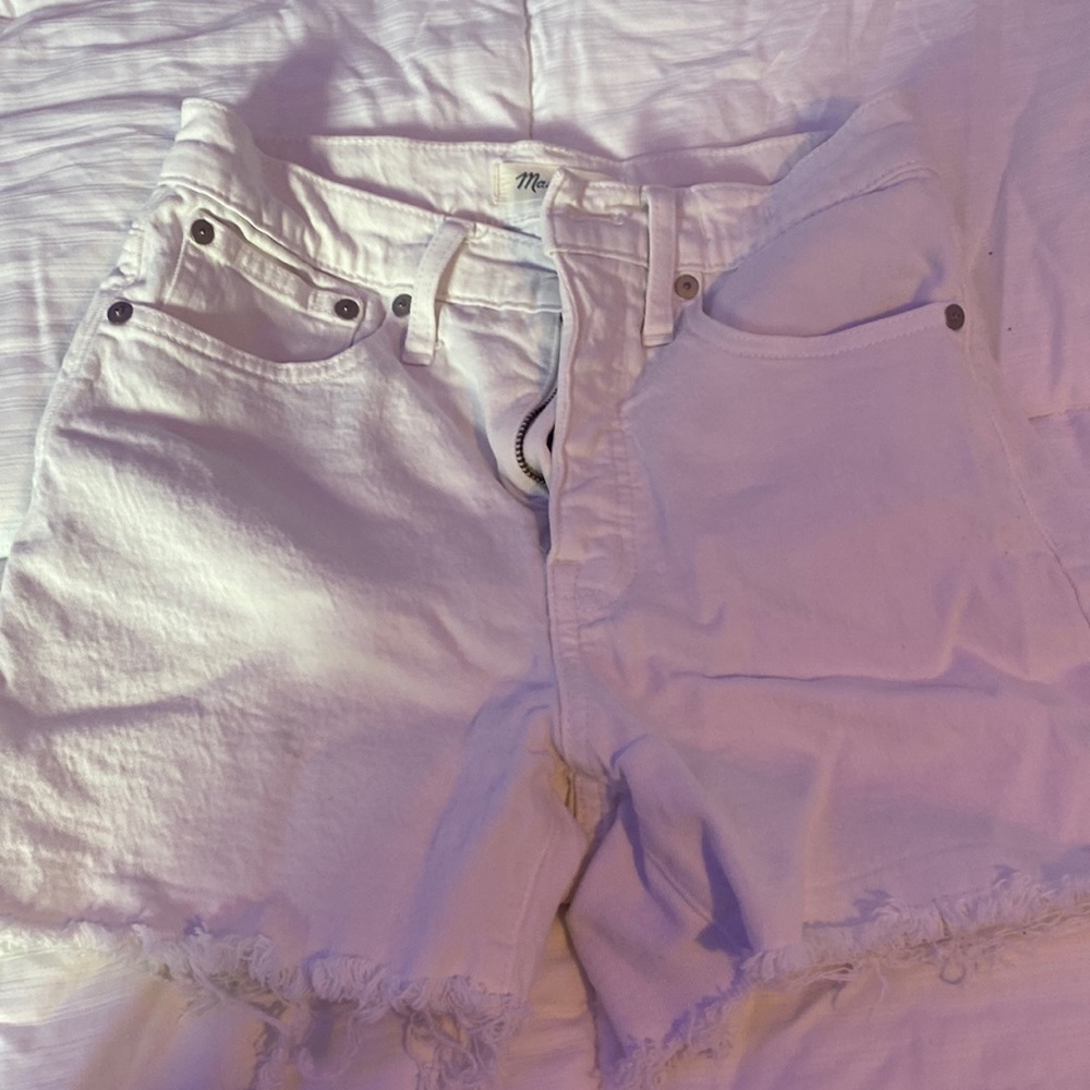 Madewell white jean shorts